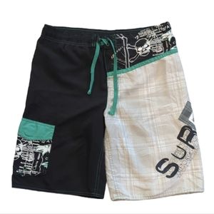 Cherokee Swim Trunks with Mesh Liner and Key Pouch. Black, Tan, and Green Size L